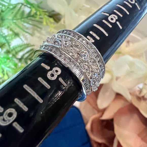 Art Deco Filigree Ring Pavé Diamond Band 18K Gold & 925-Very beautiful! - Picture 11 of 15